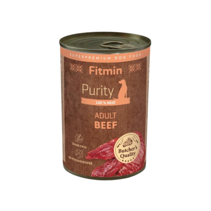 Conservă câini Fitmin Purity cu vită, bucăți mari de carne, 6 x 400 g