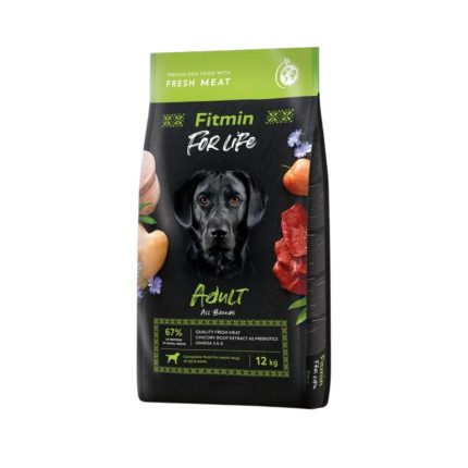 Hrană uscată câini Fitmin For Life Adult, cu carne proaspătă, 12 kg