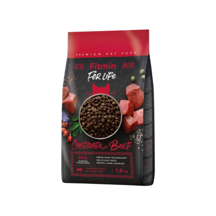 Hrană uscată pisici sterilizate Fitmin For Life Beef, vită și orez, 1,8 kg
