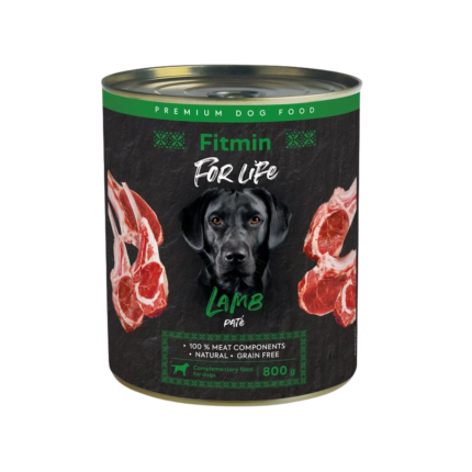 Conservă câini Fitmin For Life cu miel, hrană umedă tip pateu, 800 g